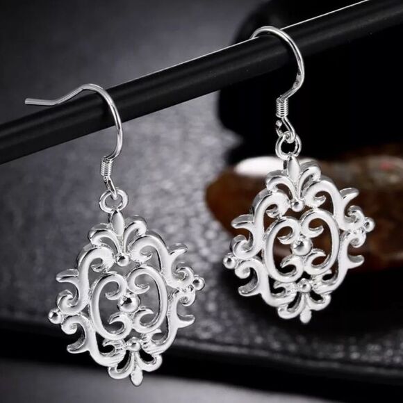 The Lacey Tibetan Silver drop abstract earrings - Picture 1 of 4